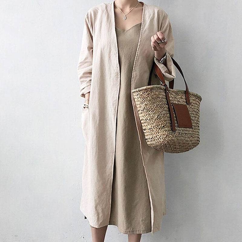 Solid color plus size loose cardigan jacket - Mubimart