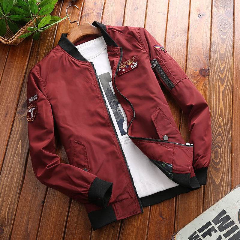 Men's loose baseball uniform bomber jacket - Mubimart