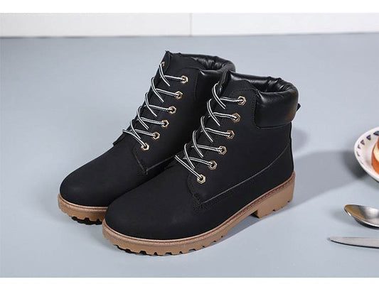 Short white Martin boots women tooling rhubarb boots - Mubimart