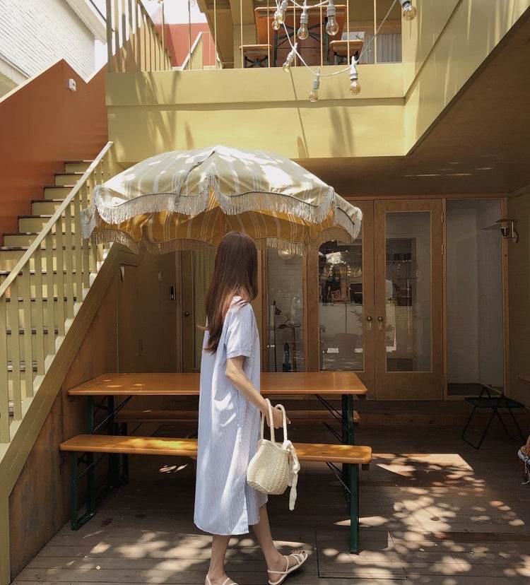 Striped shirt dress - Mubimart