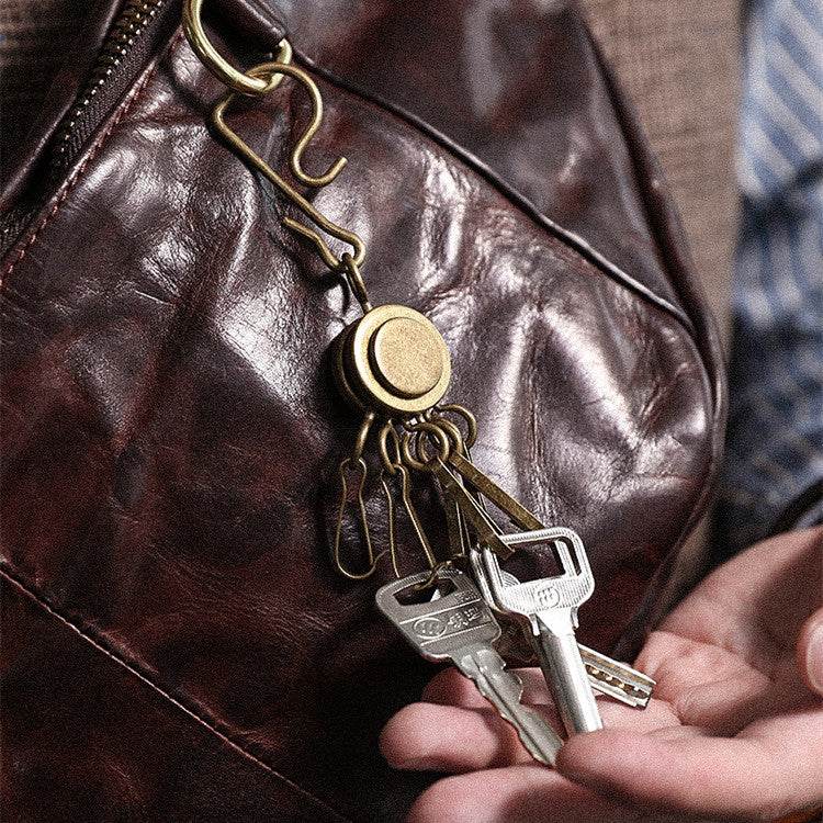 Mens Fashion Vintage Leather Waist Bag - Mubimart