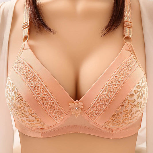 Women's Fashion Back Three Breasted Wireless Bra - Mubimart