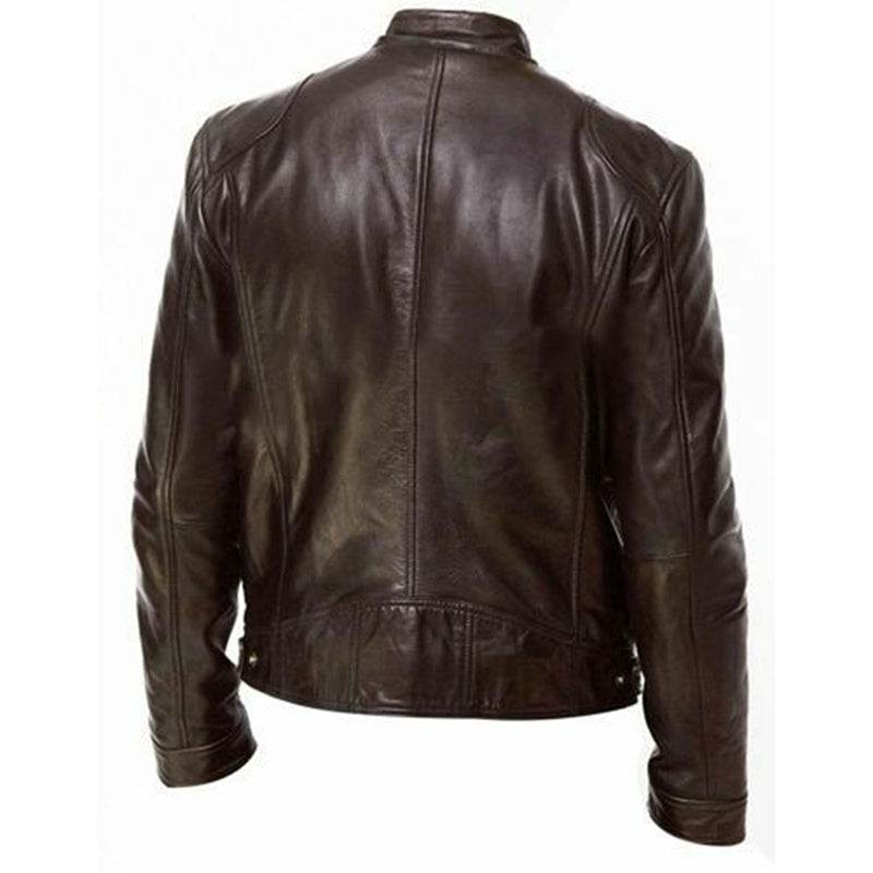PU Leather Jacket Slim Leather Jacket - Mubimart