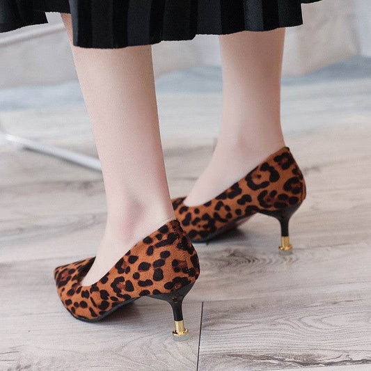 Pointed Leopard High Heels - Mubimart