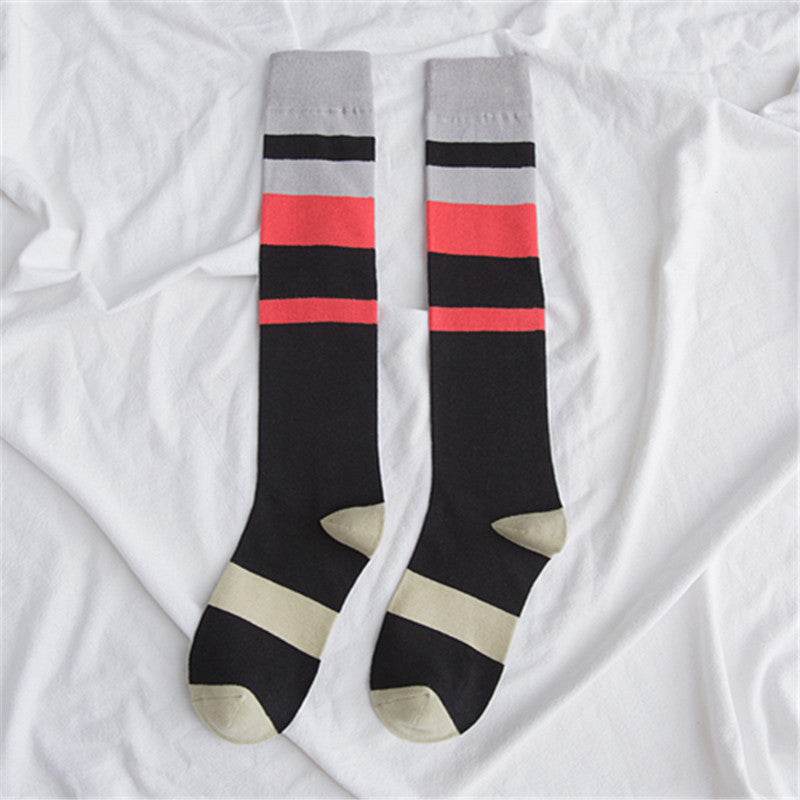 Contrasting color knee-length women's socks - Mubimart
