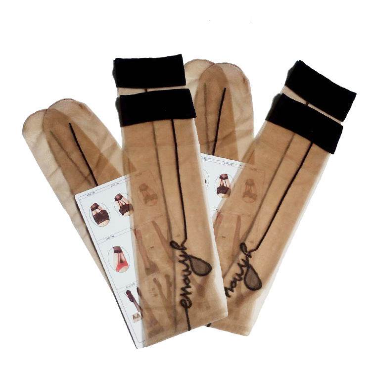 Knee High Socks New Jacquard Letter Back Vertical Line Stockings - Mubimart