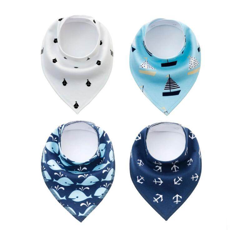 4pcs Lot Bibs Burp Cloth Print Arrow Wave Triangle Baby Bibs Cotton Bandana Accessories - Mubimart