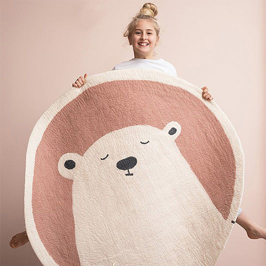 Cute Bear Round Cashmere Rug