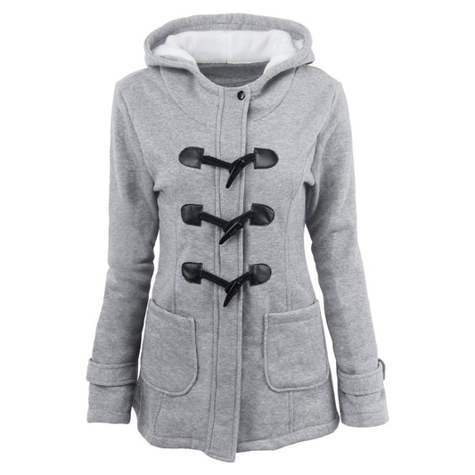 warm winter fur collar jackets women new horn button Long down coat women parka Plus Size female parka hoodies Women - Mubimart