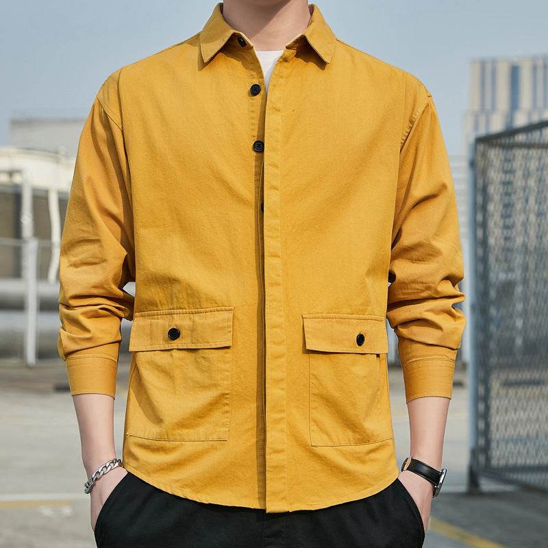 New Men's Long-Sleeved Shirt Loose Shirt Tooling Jacket - Mubimart