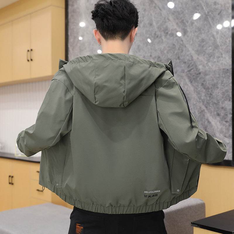 New Korean Casual Plus Size Young Student Hooded Jacket Men's Top Trend - Mubimart