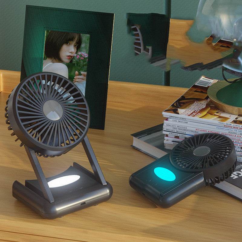 23 Hours Mini Silent Handheld Fan LED Night Light Fan Desktop Folding Small Electric Fan Portable Fan - Mubimart