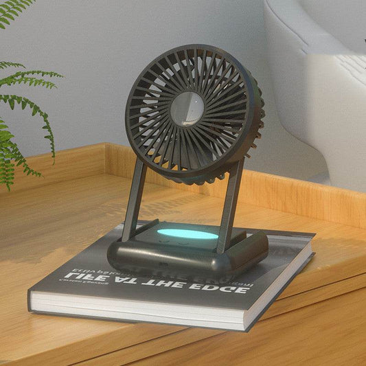 23 Hours Mini Silent Handheld Fan LED Night Light Fan Desktop Folding Small Electric Fan Portable Fan - Mubimart