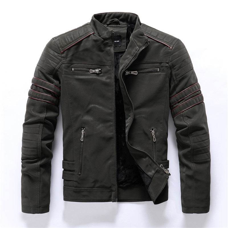 Men's leather washed leather jacket - Mubimart