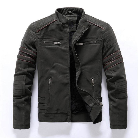Men's leather washed leather jacket - Mubimart