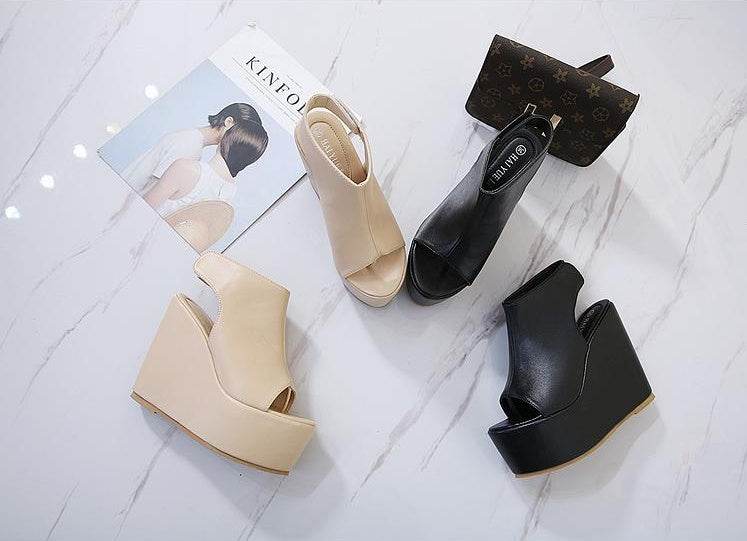 Stylish wild wedge sandals - Mubimart