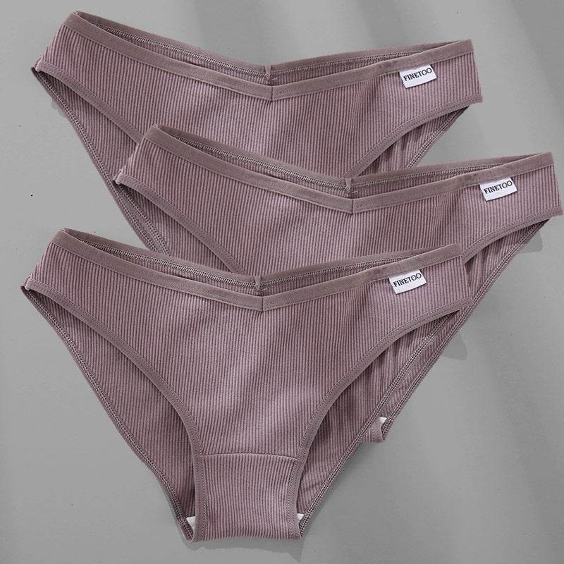 3PCS M-4XL Cotton Panties Female Underwear Sexy Women Briefs - Mubimart