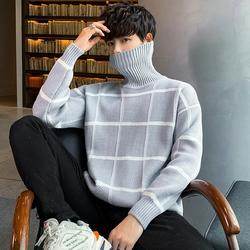 Turtleneck sweater men's knit sweater personality sweater - Mubimart