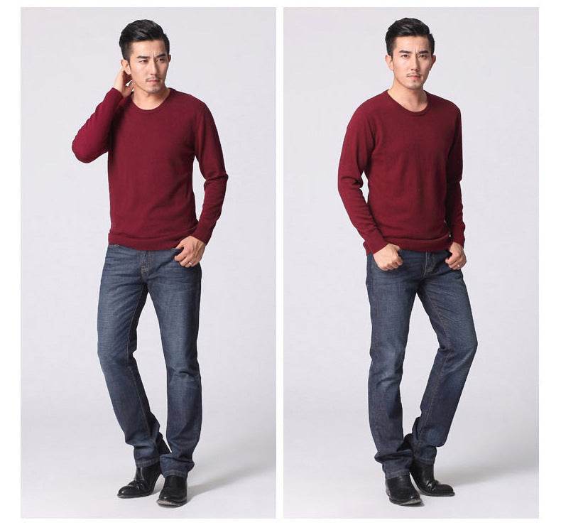 Round neck sweater sweater loose cashmere sweater - Mubimart