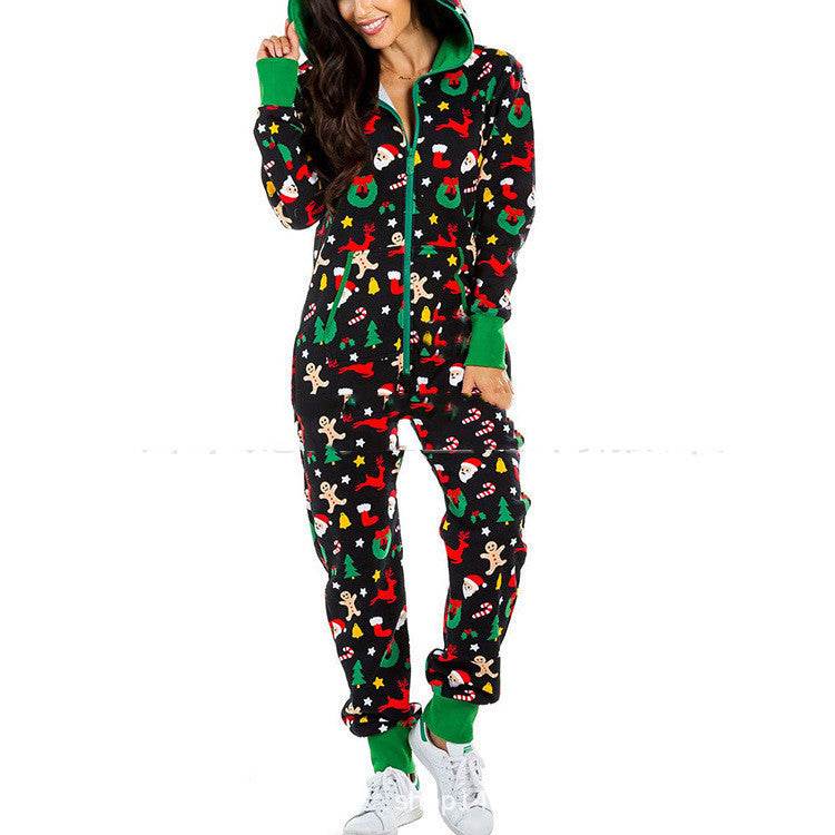 Christmas Family X'mas Costume Snowman Striped Print Jumpsuit Pajama - Mubimart