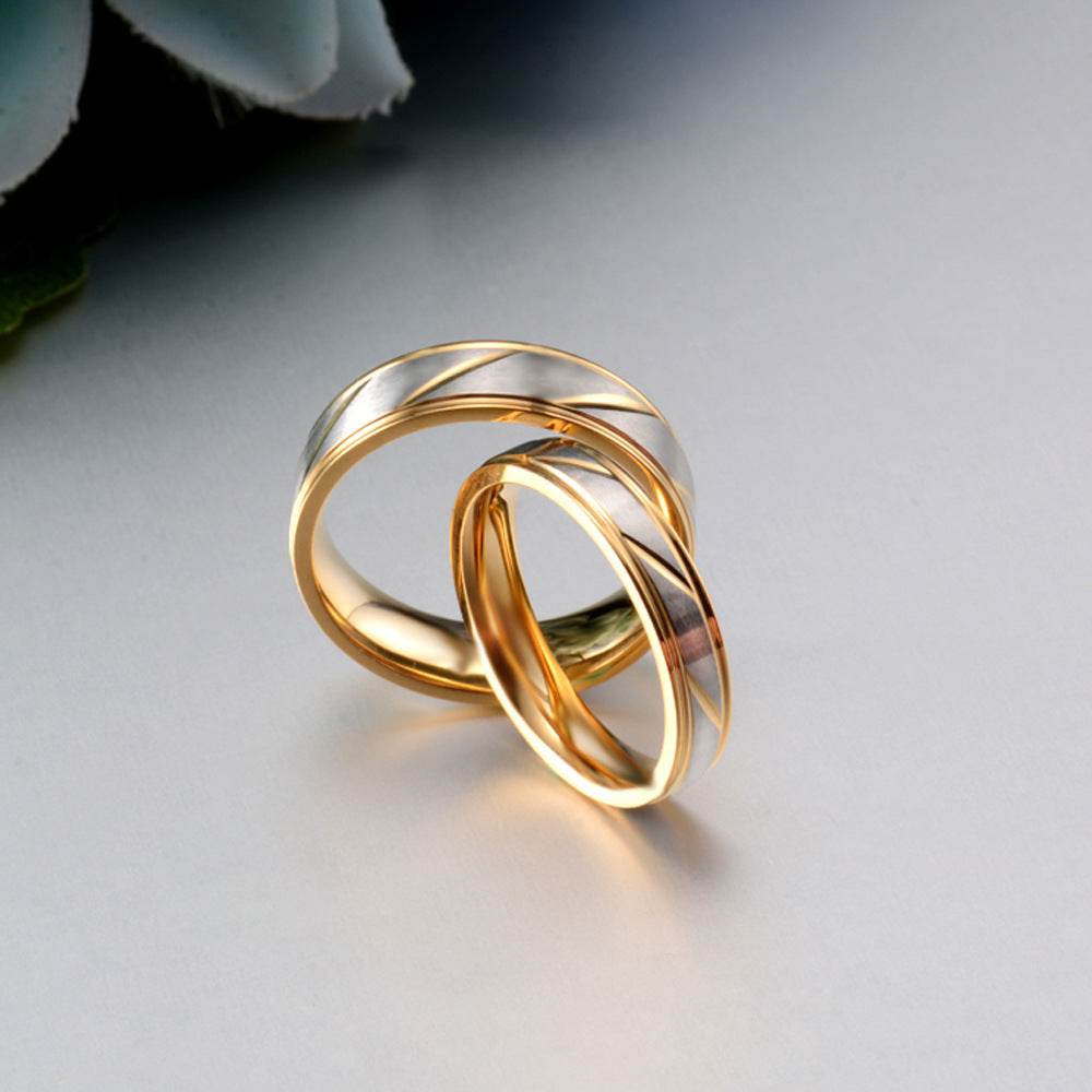 Classic Wedding Ring For Women Men Gold Color - Mubimart