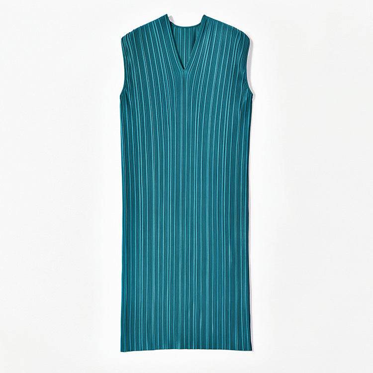 Vintage Inspired Pleated Midi Dress - Mubimart