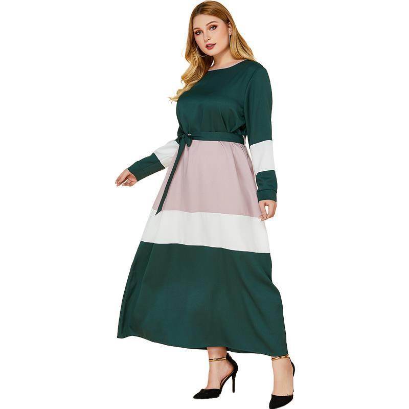 Plus Size Women's Color Matching Dresses - Mubimart