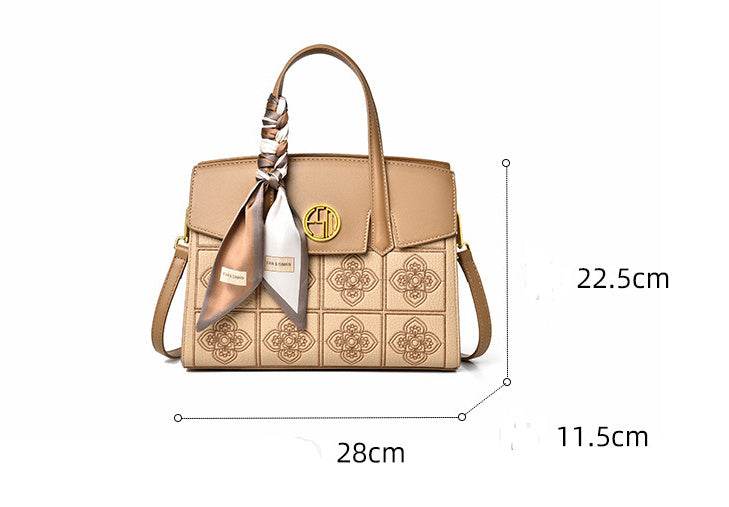 Embroidered Silk Scarf New Crossbody Bag Women - Mubimart