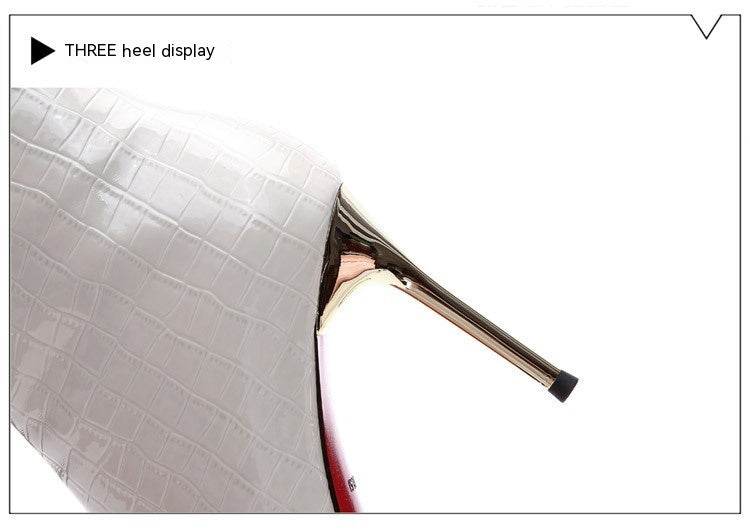 Pointed High Heels Patent Leather Stilettos - Mubimart