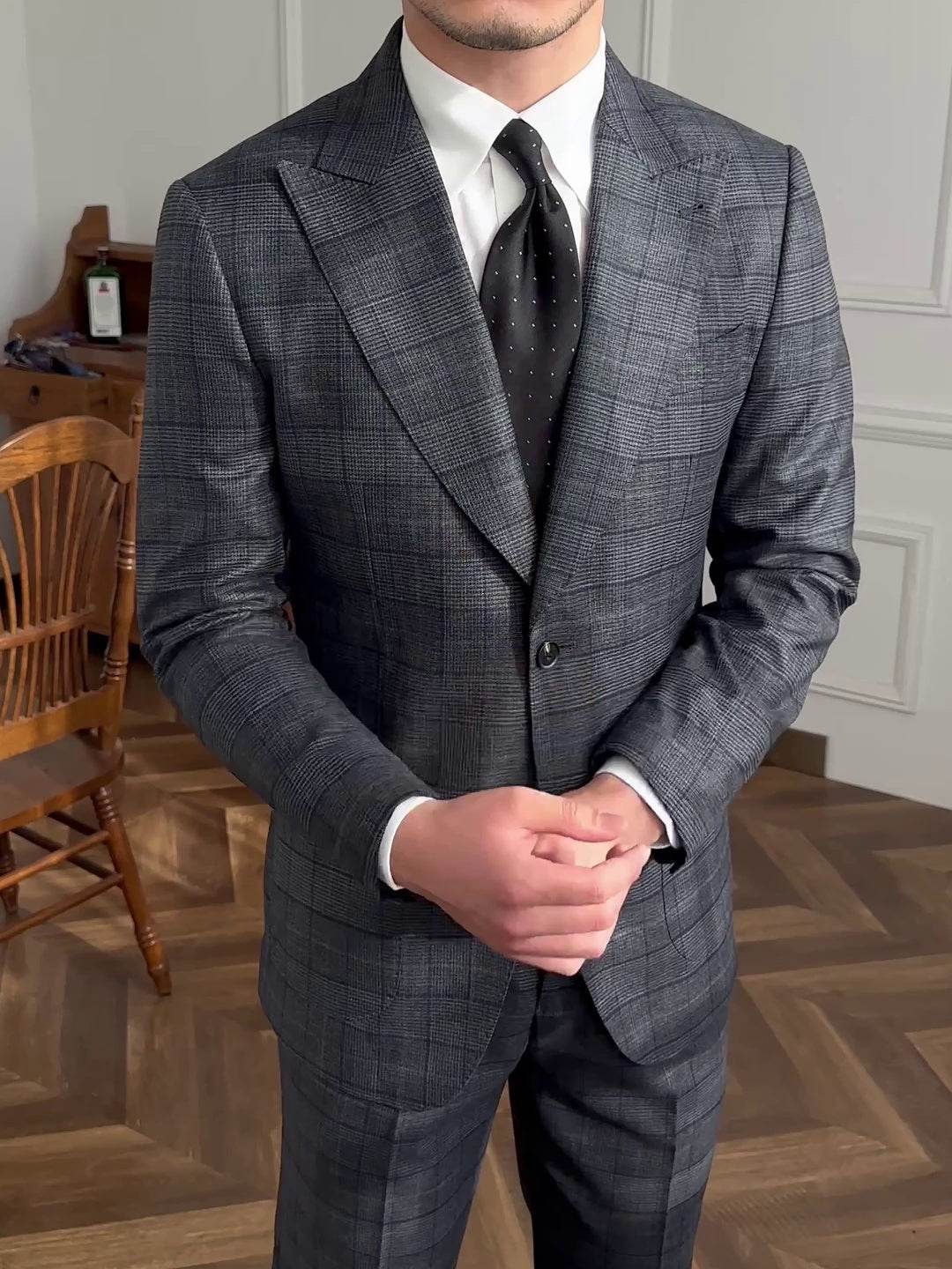 Retro Fashion Prince Plaid Slim Suit Vest - Mubimart