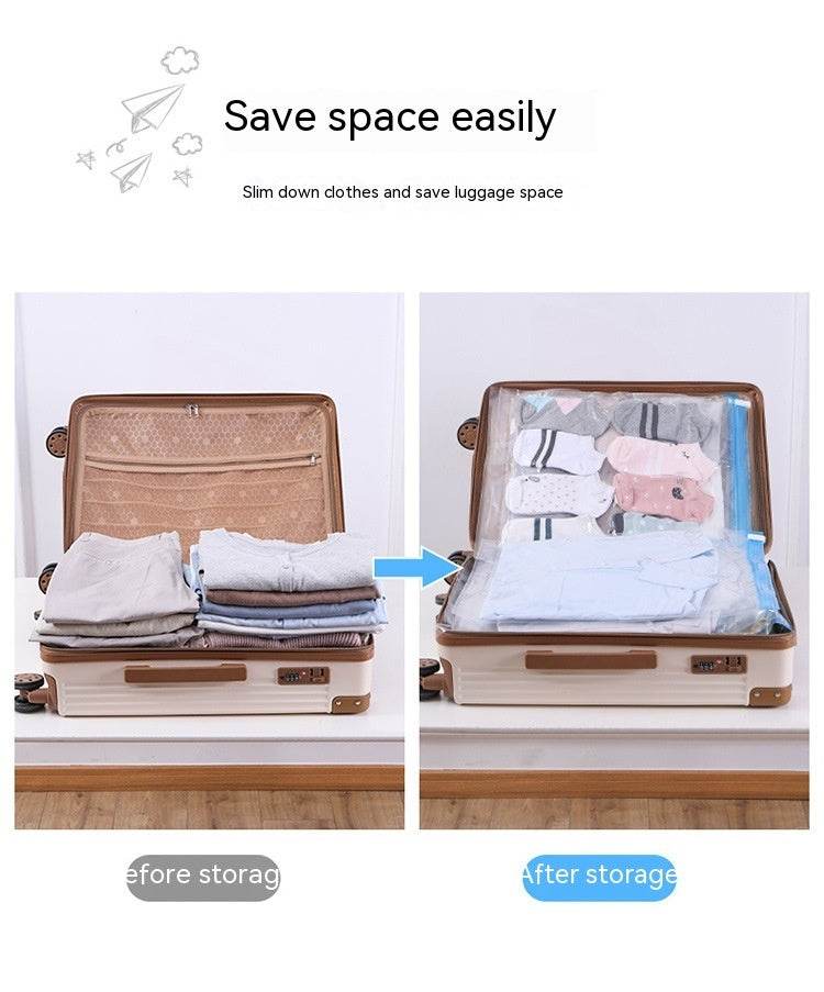 Vacuum Compression Hand Roll Travel Storage Bag - Mubimart