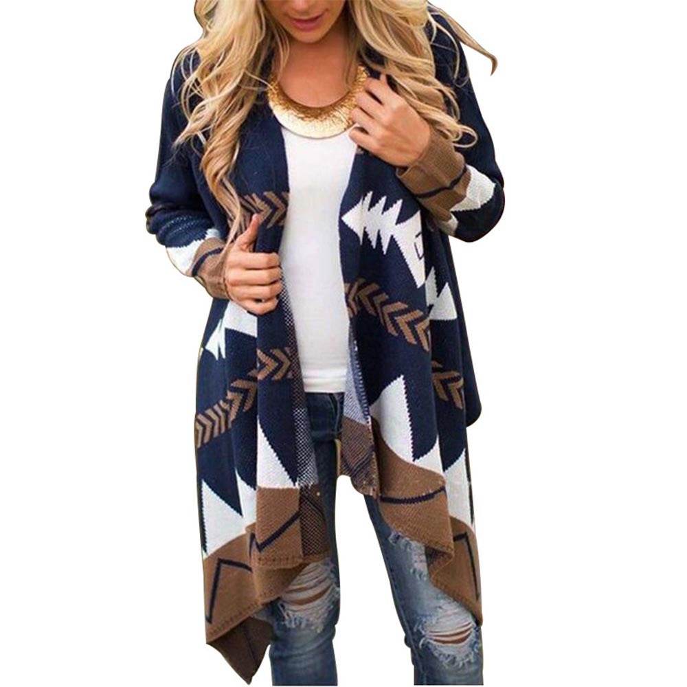 Geometric print plus size sweater - Mubimart