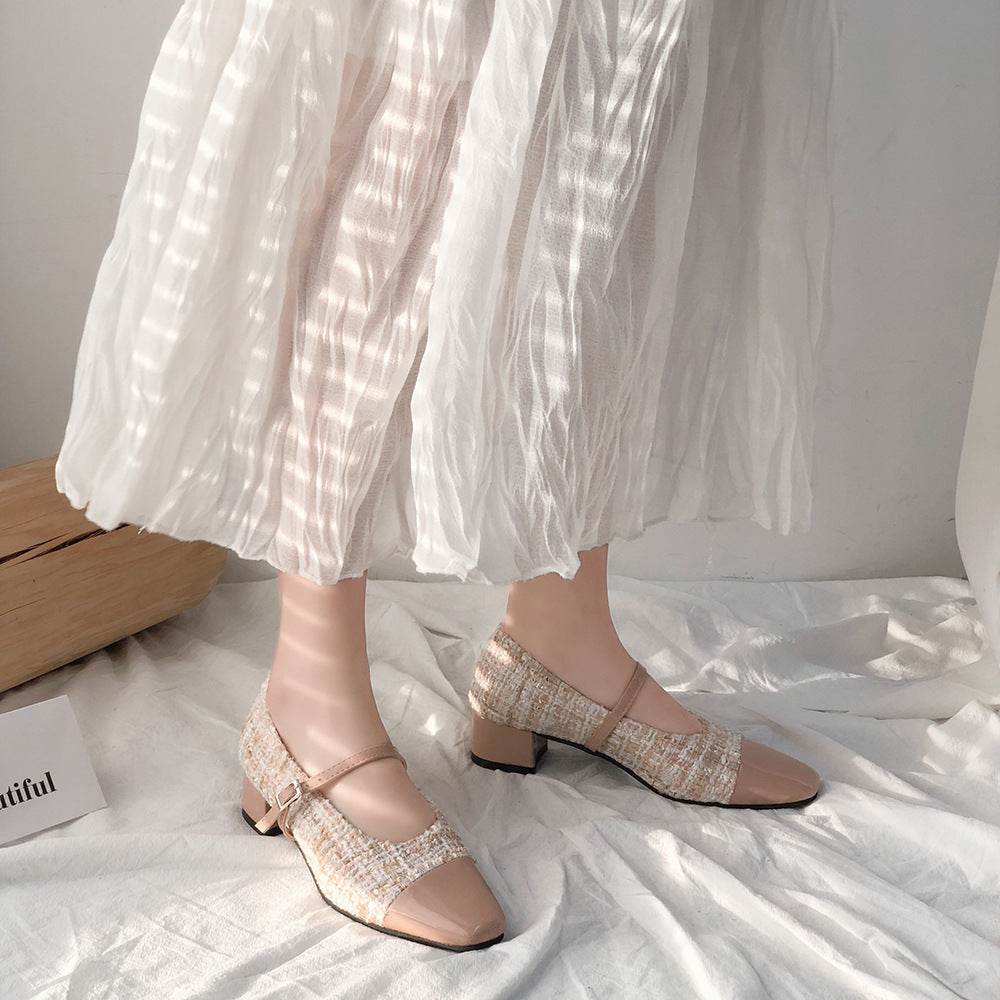 Shallow mouth vintage Mary Jane shoes - Mubimart
