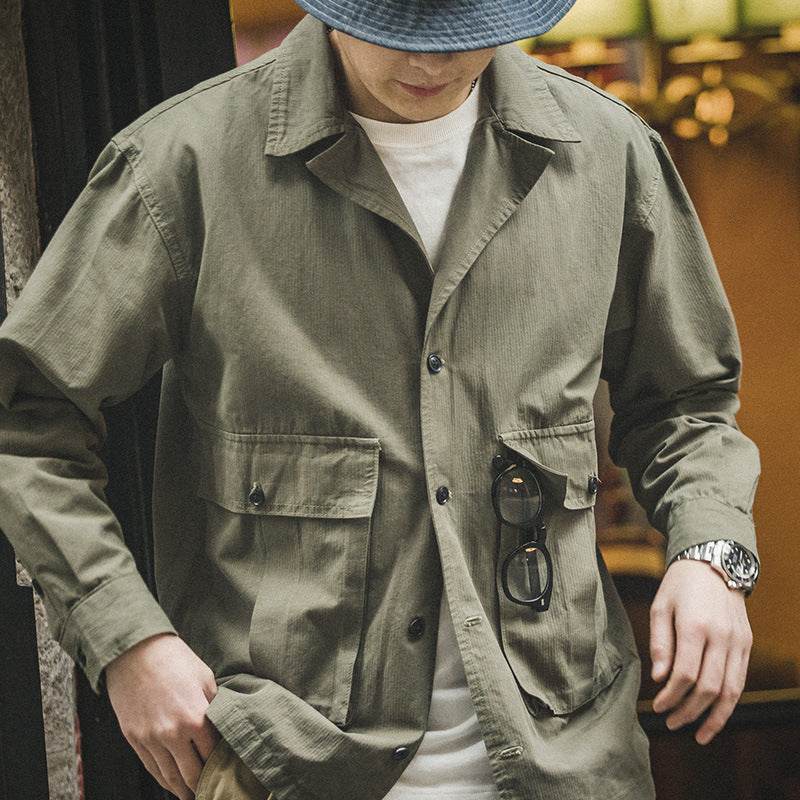 Spring And Autumn Vintage Outer Wear Shirt Jacket Jacket Men - Mubimart