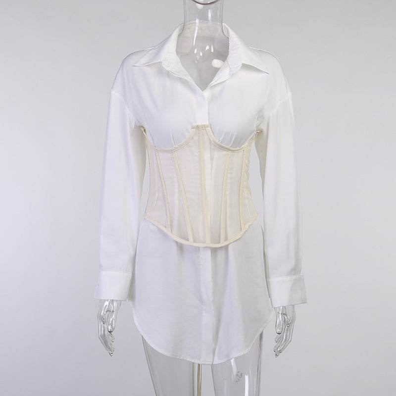 Women's waist shirt dress - Mubimart