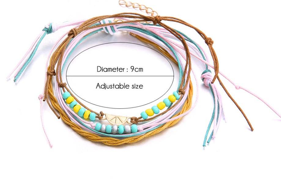 Multi Rainbow Colorful Seed Beads Handmade Beaded Ocean Beach Anklets - Mubimart