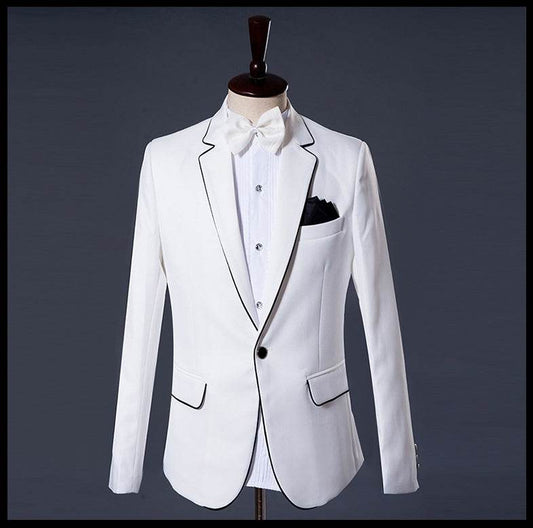 Men Three Piece Black Thin Sided Suit - Mubimart