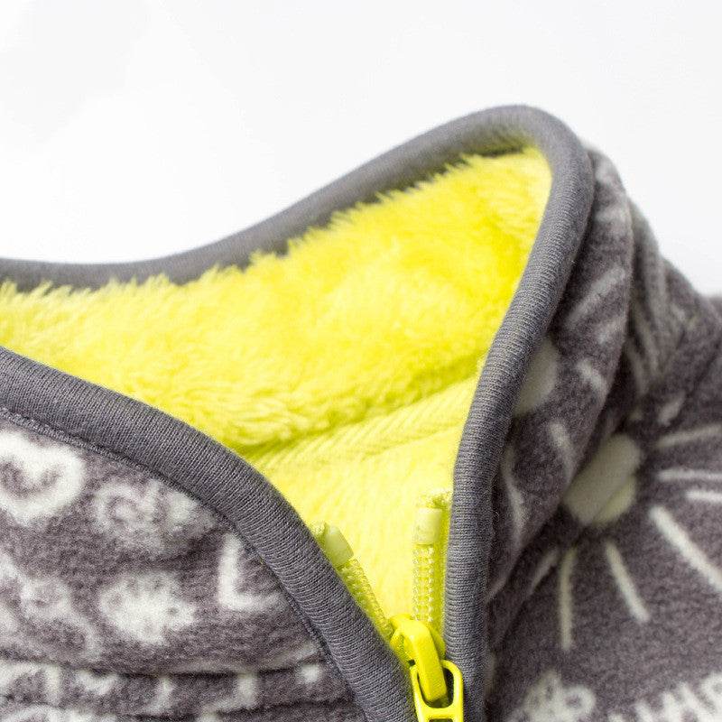 Printed plus fleece polar fleece jacket cardigan - Mubimart