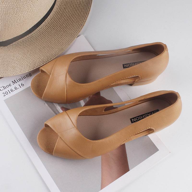 Thick-heeled Sandals, New Work Shoes, Mother Shoes, Fashionable Fish Mouth High Heels - Mubimart