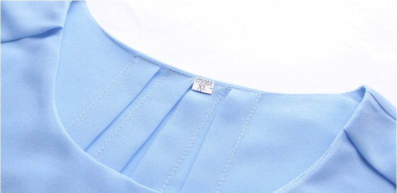 New Summer Women Blouse Loose Shirt O-Neck Chiffon Blouse Female Short Sleeve Blouse Plus Size 5XL Shirts Tops - Mubimart