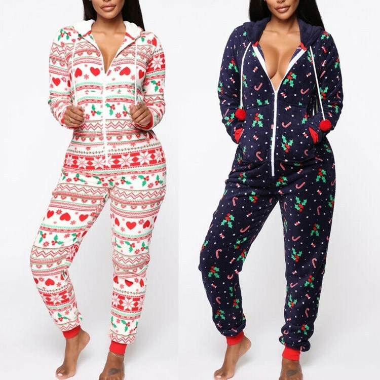 Hooded Nightwear for women Christmas Pajamas set - Mubimart