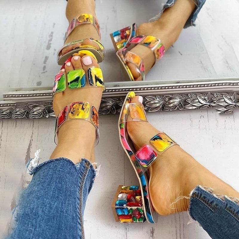 Toe Women's Multicolor Wedge Heels - Mubimart