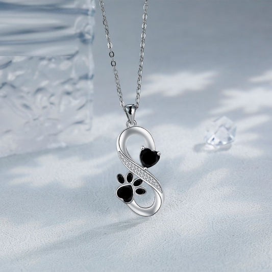European And American Infinite Symbol Necklace Female With Hearts Paw Print Pendant Ornaments