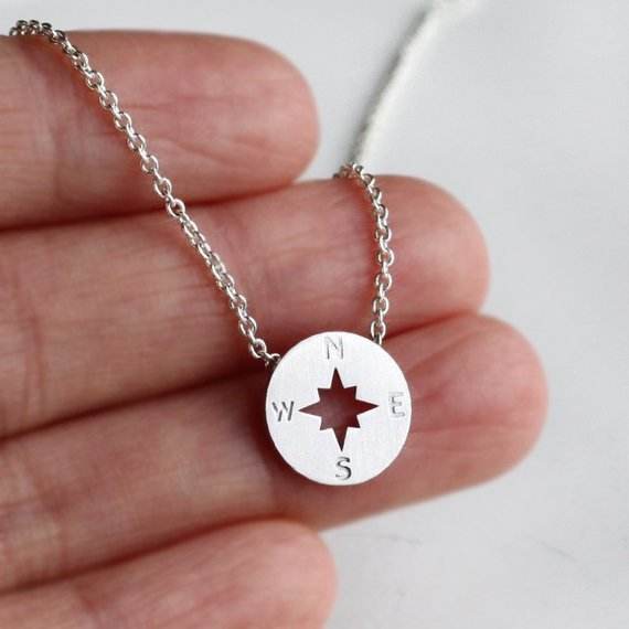 Round Disc Necklaces Pendant Women Compass Necklace - Mubimart