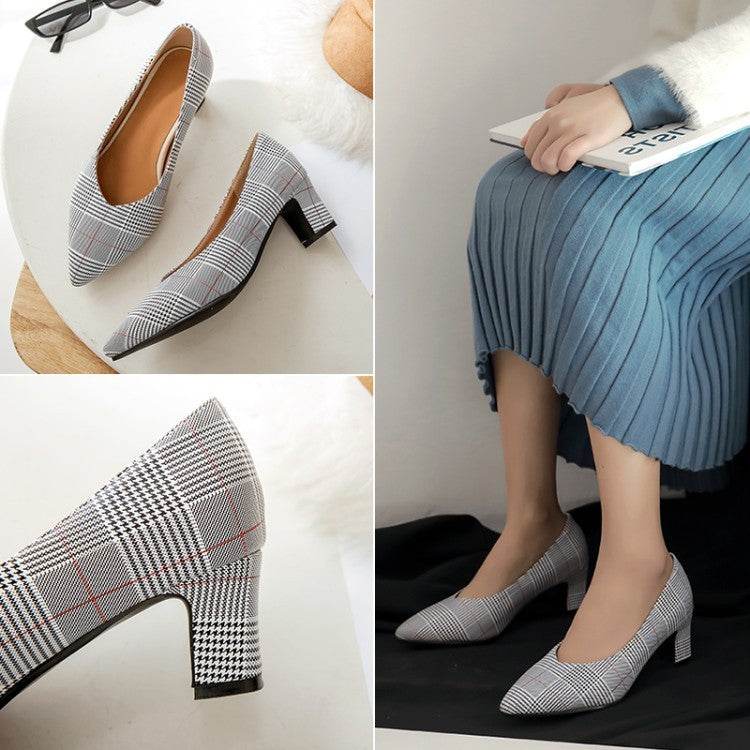 Plaid pointed pumps - Mubimart