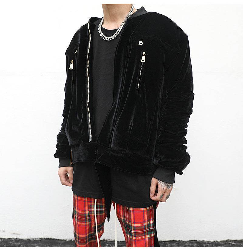 Velvet Bomber Jacket - Mubimart