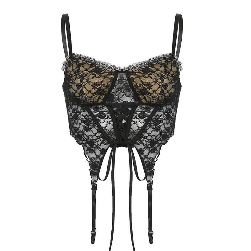 Fashion Corset Lace Top Women Tie Up Bandage Crop Vest Summer - Mubimart