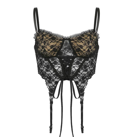 Fashion Corset Lace Top Women Tie Up Bandage Crop Vest Summer - Mubimart
