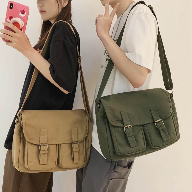 Fashion Double-pocket Lock Satchel - Mubimart