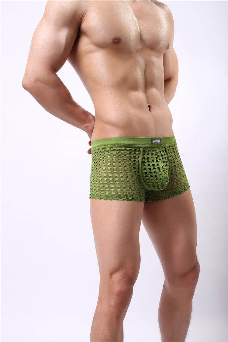 Mesh boxer briefs hollowed out - Mubimart